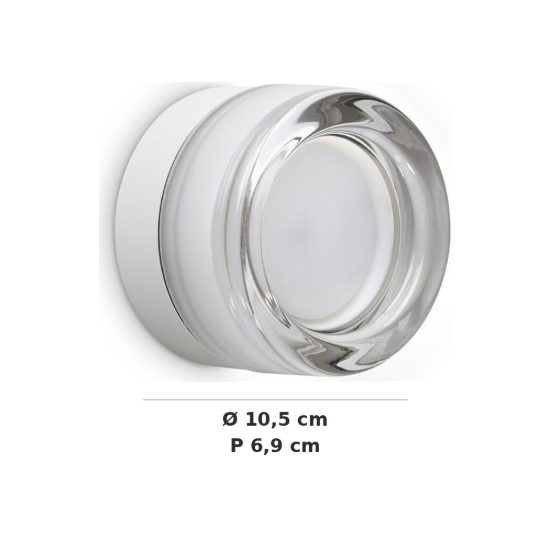 Ideal lux lolly applique in vetro gx53 led 9w 10,5cm per soggiorno contemporanea trasparente ip44
