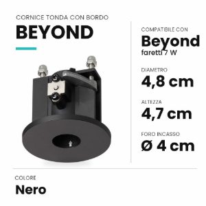 Ideal lux beyond cornice tonda con bordo per faretti da incasso 7w nera