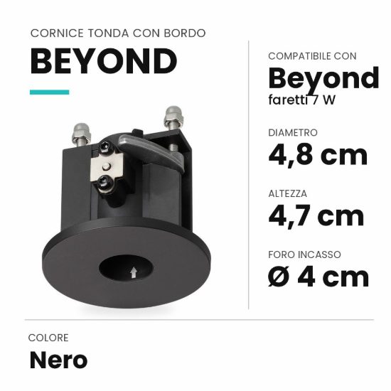 Ideal lux beyond cornice tonda con bordo per faretti da incasso 7w nera
