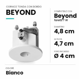Ideal lux beyond cornice tonda con bordo per faretti da incasso 7w bianca