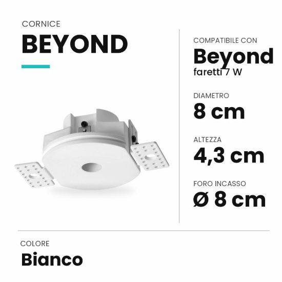 Ideal lux beyond cornice in gesso a scomparsa per faretti da incasso 7w bianca