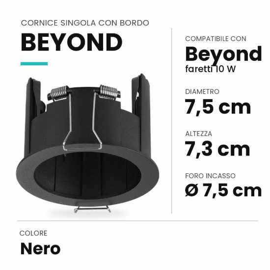 Ideal lux beyond cornice singola con bordo per faretti da incasso 10w nera