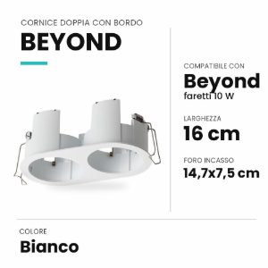 Ideal lux beyond cornice doppia con bordo per faretti da incasso 10w bianca
