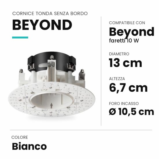Ideal lux beyond cornice tonda senza bordo per faretti da incasso 10w bianca