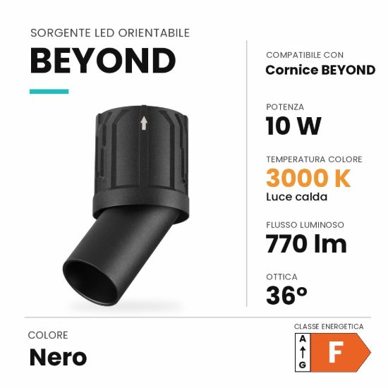 Ideal lux beyond sorgente led orientabile per faretti da incasso 10w 3000k 6,1cm nero