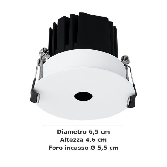 Ideal lux infinity faretto da incasso per cartongesso con bordo 7w 3000k foro 5,5cm rotondo bianco