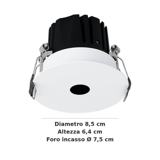 Ideal lux infinity faretto da incasso per cartongesso con bordo 12w 3000k foro 7,5cm rotondo bianco