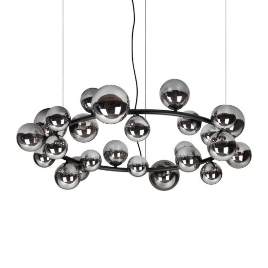 Ideal lux perlage lampadario ad anello 25 luci per sala da pranzo sfere in vetro fumè
