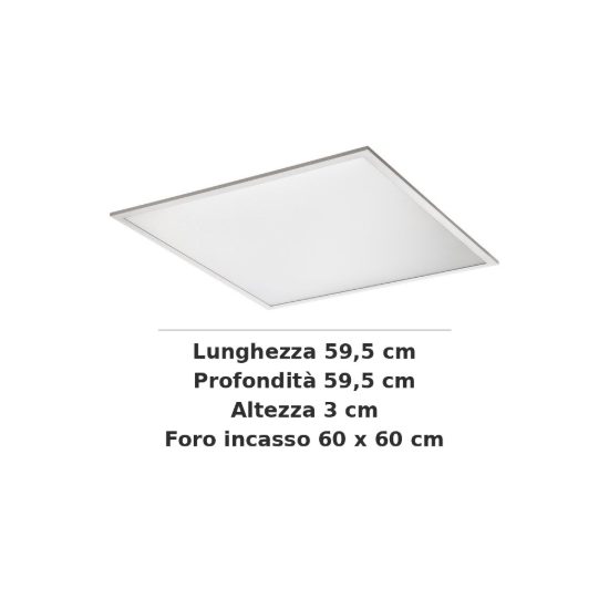 Ideal lux led panel pannello da incasso led 31w 3000k 60x60cm quadrato bianco