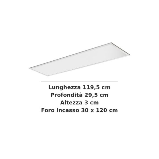 Ideal lux led panel pannello da incasso led 40w 3000k 30x120cm rettangolare bianco