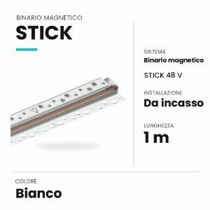 Ideal lux stick binario magnetico 48v da incasso 1m bianco