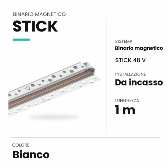 Ideal lux stick binario magnetico 48v da incasso 1m bianco