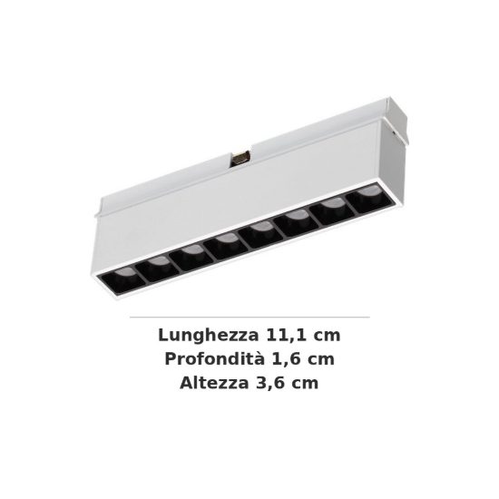 Ideal lux stick modulo lineare a fascio stretto per binario magnetico 48v led 8w 3000k bianco