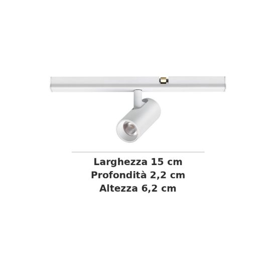 Ideal lux stick faretto per binario magnetico 48v orientabile led 3w 3000k bianco
