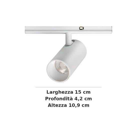 Ideal lux stick faretto per binario magnetico 48v orientabile led 10w 3000k bianco