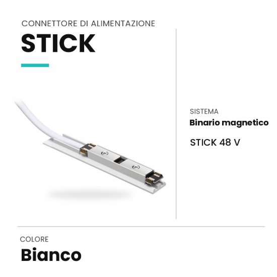 Ideal lux stick connettore di alimentazione per binario magnetico bianco