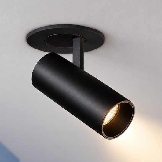 Ideal lux nova faretto da incasso per cartongesso orientabile led 6w 3000k foro 5,5cm rotondo nero