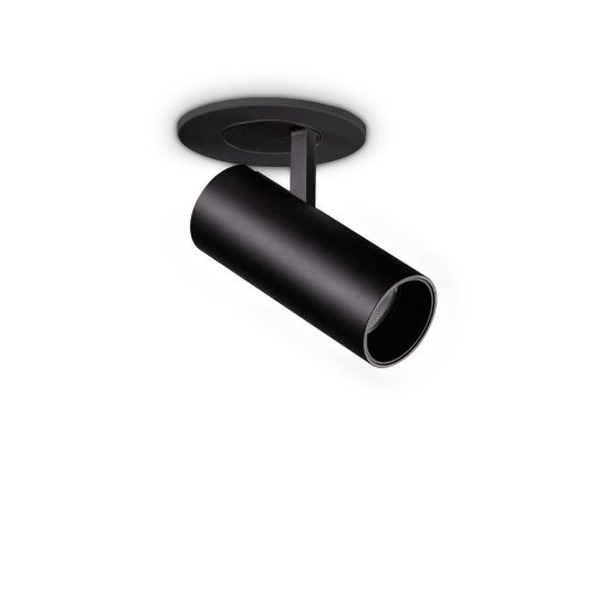 Ideal lux nova faretto da incasso per cartongesso orientabile led 6w 3000k foro 5,5cm rotondo nero