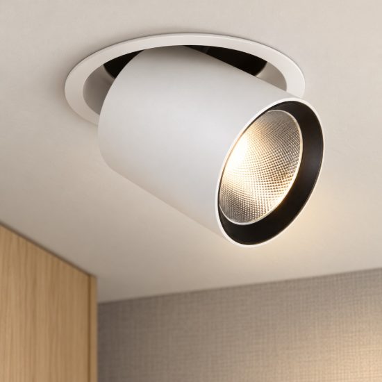 Ideal lux nova faretto da incasso per cartongesso orientabile led 20w 3000k foro 14cm rotondo bianco