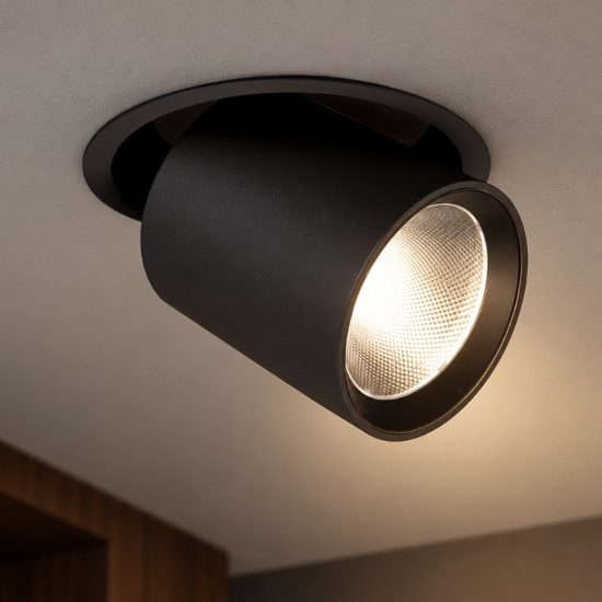 Ideal lux nova faretto da incasso per cartongesso orientabile led 20w 3000k foro 14cm rotondo nero
