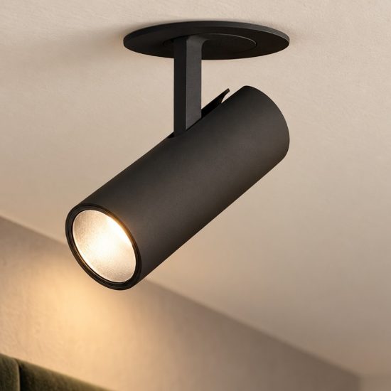 Ideal lux play faretto da incasso per cartongesso orientabile 13w 3000k foro 4,5cm cilindrico nero