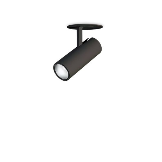 Ideal lux play faretto da incasso per cartongesso orientabile 13w 3000k foro 4,5cm cilindrico nero