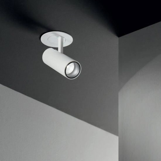 Ideal lux play faretto da incasso per cartongesso orientabile 13w 3000k foro 4,5cm cilindrico bianco