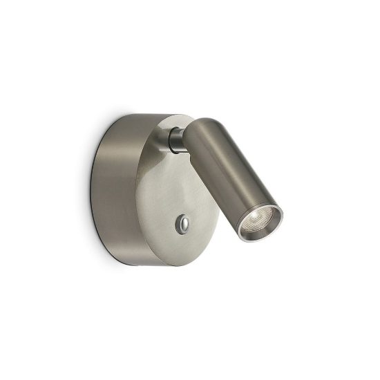 Ideal lux bean applique da comodino ricaricabile con faretto led 3w 3000k base tonda nichel