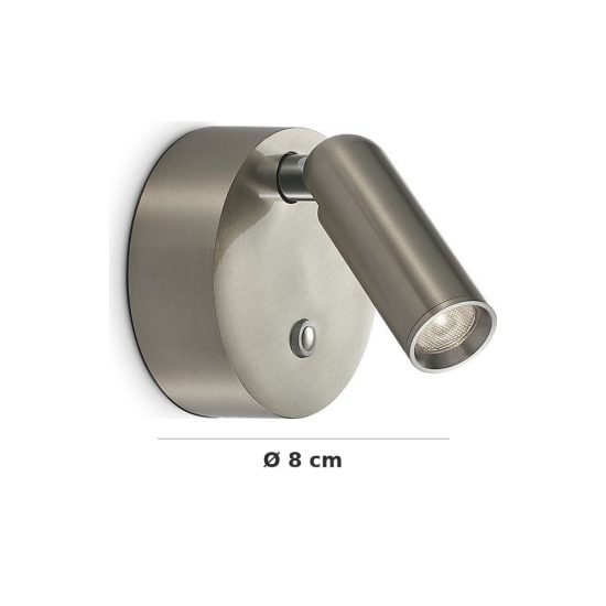Ideal lux bean applique da comodino ricaricabile con faretto led 3w 3000k base tonda nichel
