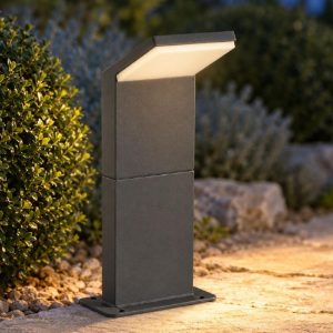 Ideal lux style paletto da esterno giardino con sensore led 8,5w 3000k 30cm rettangolare antracite