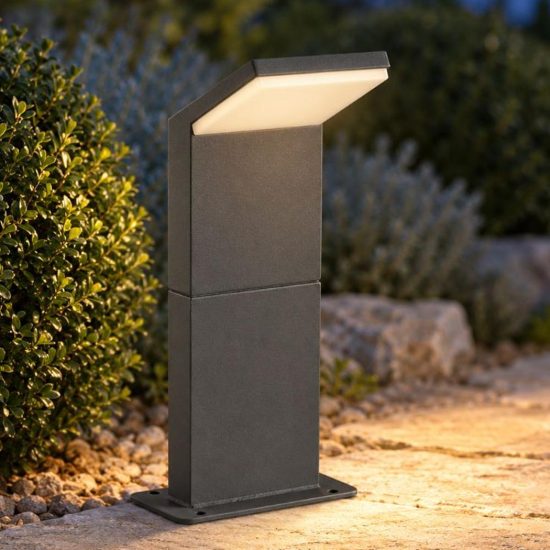 Ideal lux style paletto da esterno giardino con sensore led 8,5w 3000k 30cm rettangolare antracite