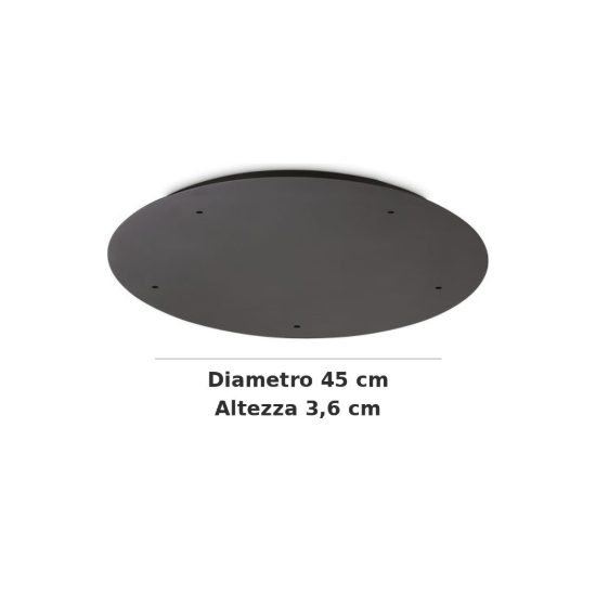 Ideal lux rosone tondo a 5 fori 45cm nero