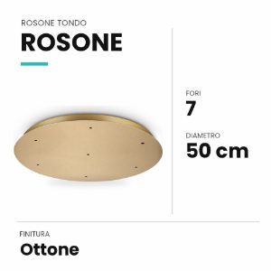 Ideal lux rosone tondo a 7 fori 50cm ottone