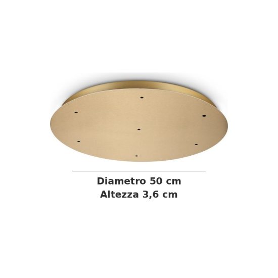 Ideal lux rosone tondo a 7 fori 50cm ottone