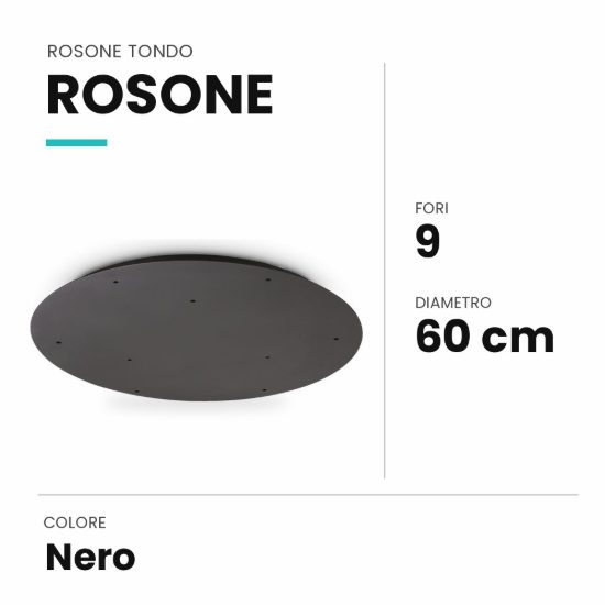 Ideal lux rosone tondo a 9 fori 60cm nero