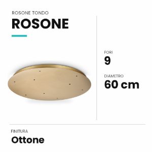 Ideal lux rosone tondo a 9 fori 60cm ottone