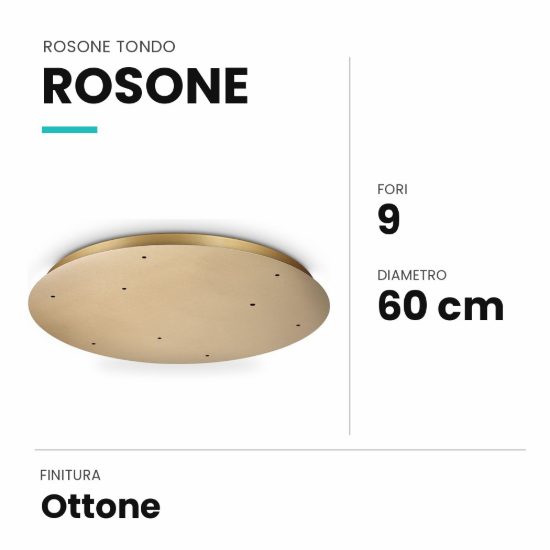Ideal lux rosone tondo a 9 fori 60cm ottone