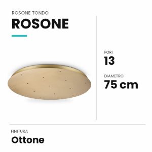 Ideal lux rosone tondo a 13 fori 75cm ottone
