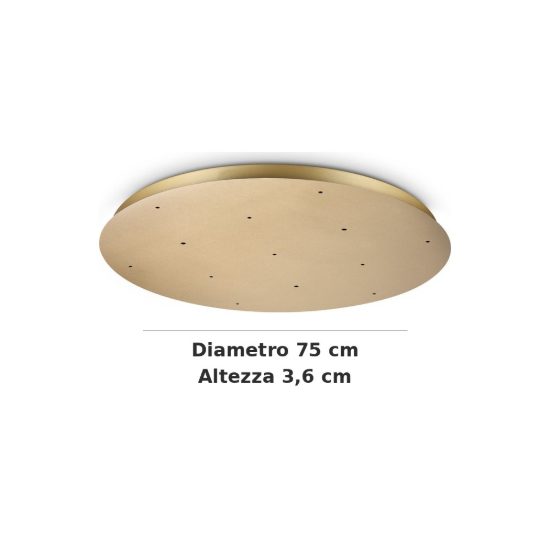 Ideal lux rosone tondo a 13 fori 75cm ottone