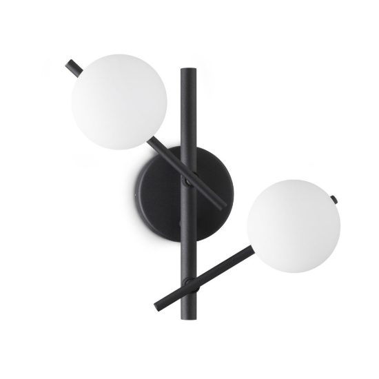 Ideal lux atlas applique con 2 sfere in vetro g9 led 3w 30cm per soggiorno moderna nera