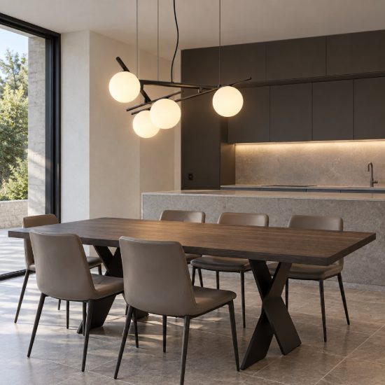 Ideal lux atlas lampadario 4 luci g9 led 3w 62cm per sala da pranzo moderno nero con sfere