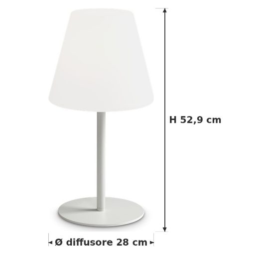 Ideal lux arcadia lampada da tavolo da esterno e27 52,9cm moderna bianca ip44