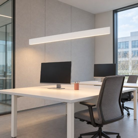 Ideal lux steel lampadario lineare fascio largo led 24w 3000k 120cm bianco