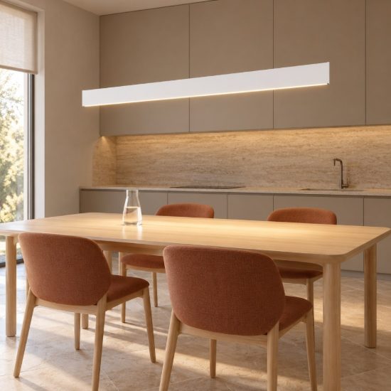 Ideal lux steel lampadario lineare fascio largo led 24w 3000k 120cm bianco
