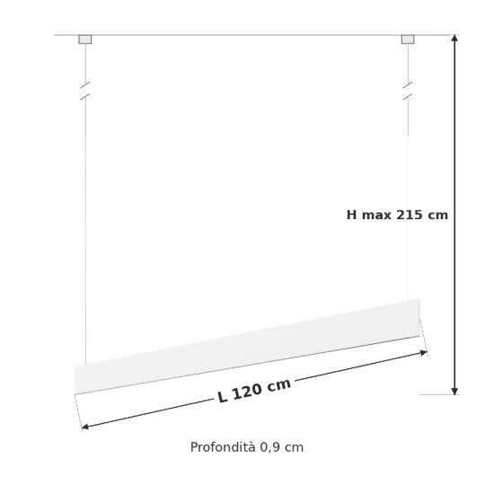 Ideal lux steel lampadario lineare fascio largo led 24w 3000k 120cm bianco