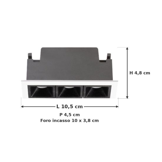 Ideal lux lika faretto da incasso per cartongesso led 8w 4000k foro 10x3,8cm rettangolare bianco