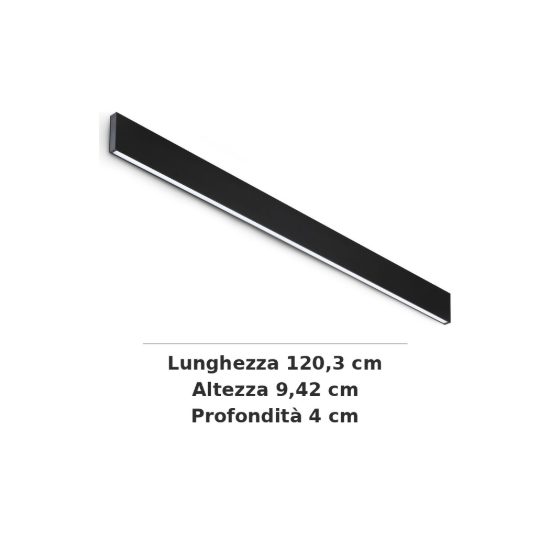 Ideal lux steel applique lineare led 29w 3000k 120cm moderna nera