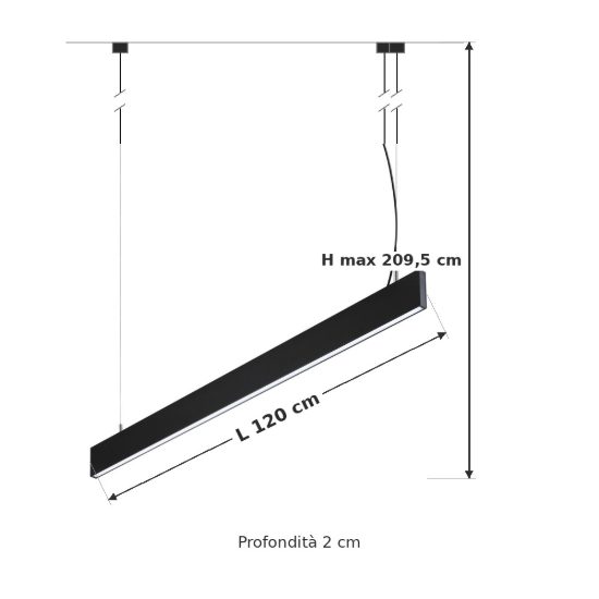 Ideal lux steel lampadario lineare fascio largo led 29w 3000k 120cm nero
