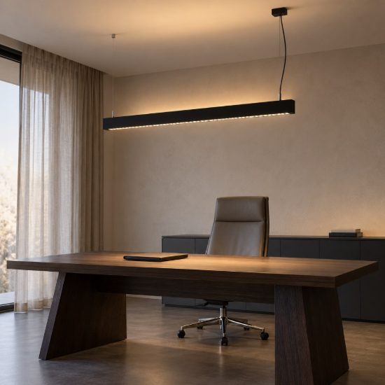 Ideal lux steel lampadario lineare biemissione fascio stretto led 38w 3000k 120cm nero