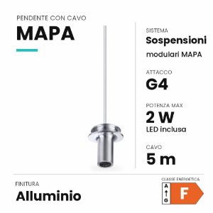 Ideal lux mapa pendente g4 cavo 5m per sospensioni modulari alluminio